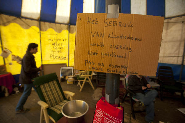 \"Nijmegen, 30-11-2011 .  Occupy kamp in Valkhofpark\"