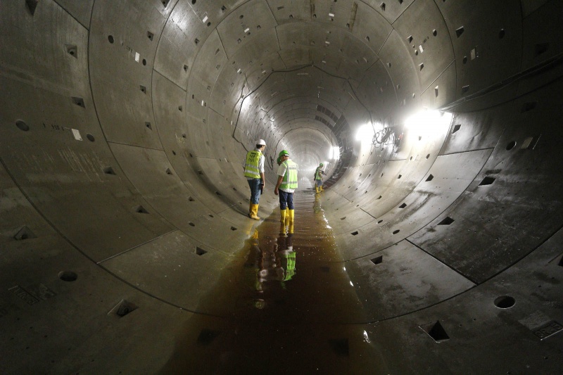 Tunnelbuis nieuwe metro. Noordzuid lijn. Amsterdam, 22-7-2013