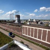 \"Nijmegen, 2-8-2010 . Uitzicht vanaf het dak van de Vasim, daar waar de nieuwe stadsbrug komt\"
