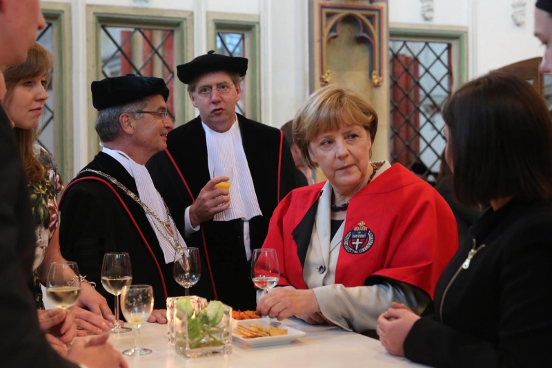 Angela Merkel, bondskanselier krijgt eredoctoraat van de Radboud universiteit. 90 jarig bestaan, lustrum. Nijmegen, 23-5-2013 . dgfoto.