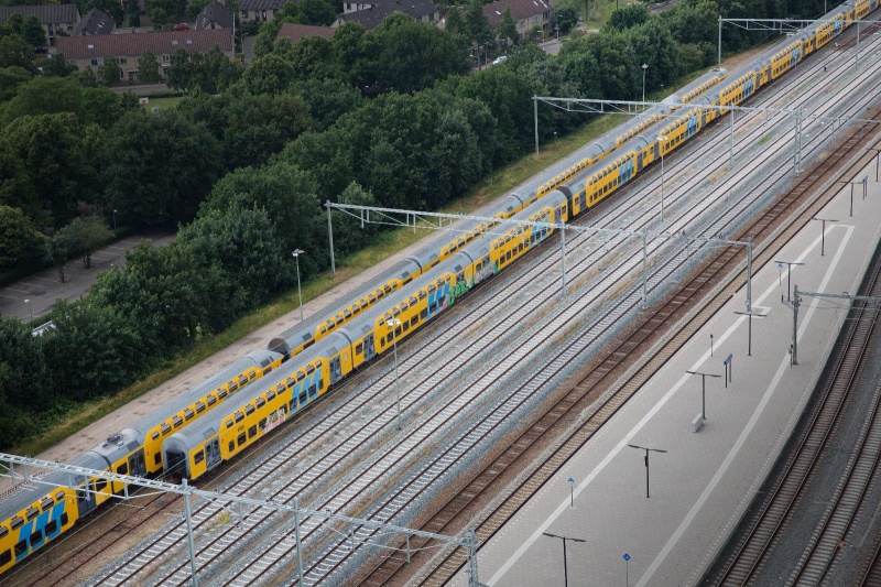 Nieuwbouw Doornroosje. vanuit de bouwkraan,  kraan uitzicht over de stad. Nijmegen, 30-6-2013 . dgfoto.