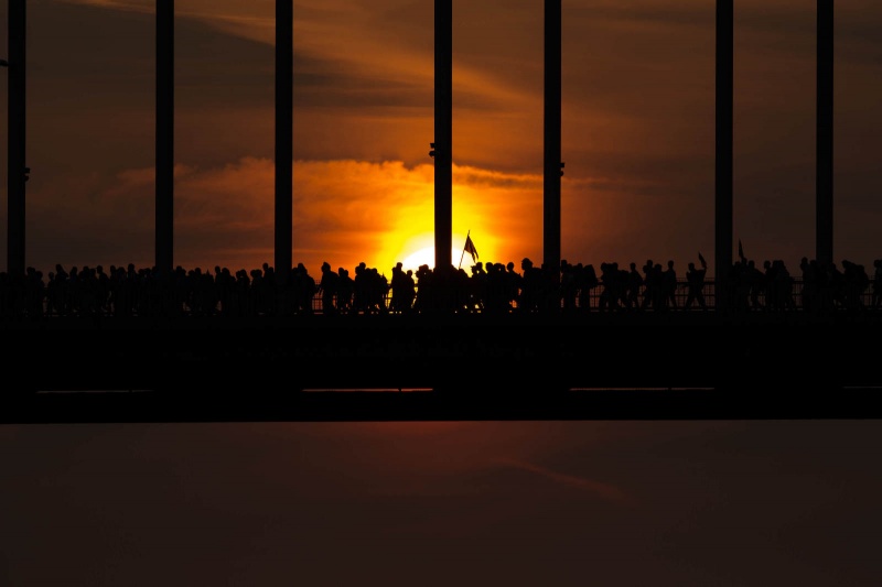 Eerste dag, Waalbrug.Vierdaagse. Nijmegen, 16-7-2013 . dgfoto.