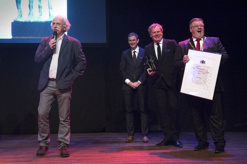 Nieuwjaarsreceptie gemeente met Amira en Nijmegenaar van het jaar Rob Jaspers. Nijmegen, 6-1-2014 . dgfoto.