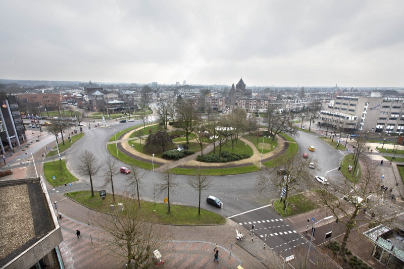 Keizer Karelplein vanaf de ABN-Amro bank. Nijmegen, 29-1-2014 . dgfoto.