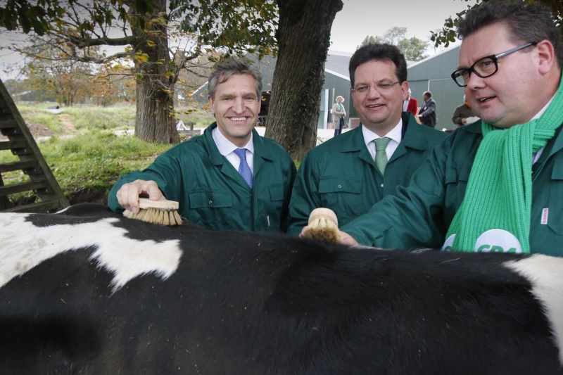 Sybrand Buma helpt de plaatselijke CDA-campagne op de boerderijcamping van Theo Langeveldt, Groesbeek , 3-11-2014 . dgfoto.