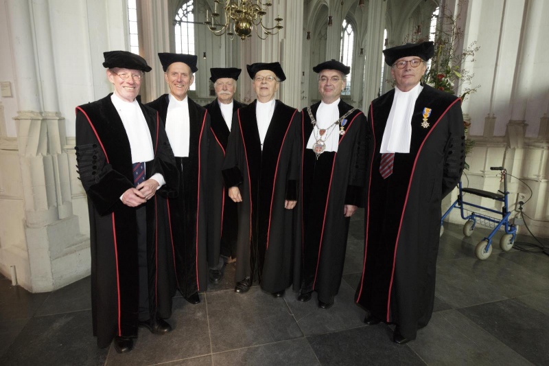 Rectorwissel, RUN, Stevenskerk. 6 oud op een rij, Blom, Plesschaert, Giesbers, van Els, Kortman, Engelen.. Nijmegen, 17-10-2014 . dgfoto.