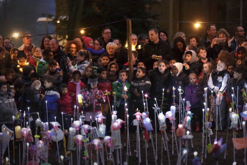 700 leerlingen van diverse scholen in de regio gaan evenzovele verlichte bloemen planten in museumpark Orientalis. Nijmegen, 18-12-2014 . dgfoto.