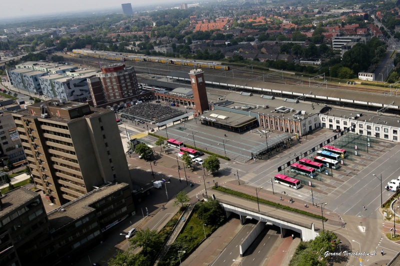 Uitzicht vanaf de Nimbustoren. Nijmegen, 26-1-2016 .