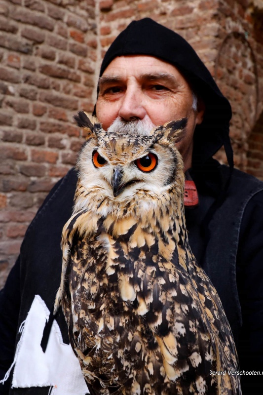 Op kasteel Hernen vindt de derde editie van de Middeleeuwse markt plaats.Hele familie van Limburg gebroeders kwam op bezoek met vogels ed., 1-10-2017 .