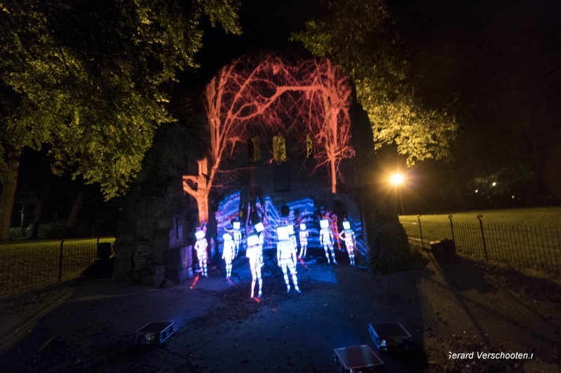 Kunstnacht, projectie bij de Ruine in het Valkhofpark. Nijmegen, 24-9-2017 .