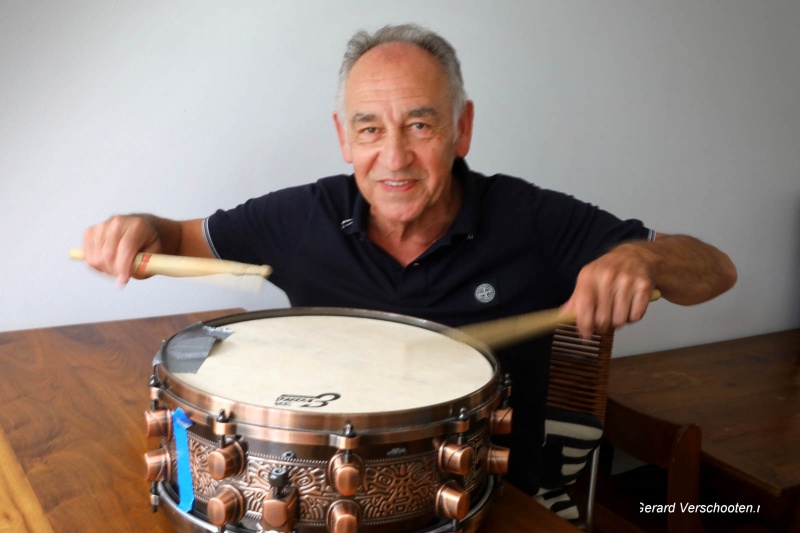 Johnny Lejeune was in de jaren 60 een van de bekendste beatdrummers van Nijmegen . Nijmegen, 28-8-2017 .