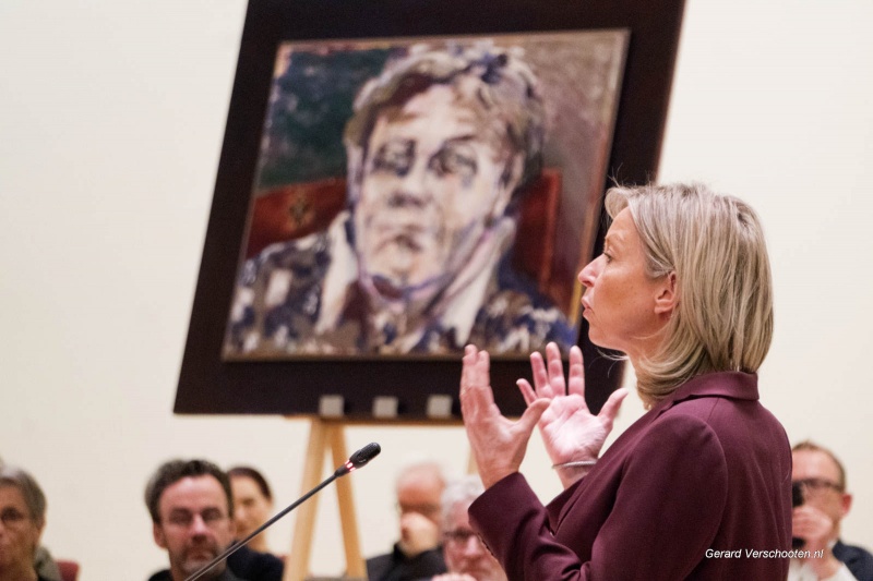 Minister van binnenlandse zaken Kaja Ollengren spreekt de Ien Dales lezing uit. gemeemtehuis . Nijmegen, 2-2-2018 .