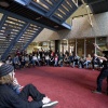 \"Nijmegen, 1-3-2012 . RUN, Aktievergadering AKKU onder de trappen van Erasmusgebouw ivm aktieweek tegen plannen Zijlstra\"