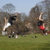 \"Nijmegen, 15-3-2012 . Kronenburgpark, lente - mooi weer - vreugdesprongen\"