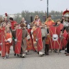 \"Millingen, 5-4-2012 . Tewaterlating en doop van de liburna, Het Romeinse schip met Welzenis en burgemeesters en Jochem\"
