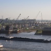\"Nijmegen, 25-7-2012 . vordering van de nieuwe stadsbrug vanaf dak Gelderlander.\"