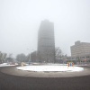 \"Erasmusgebouw RUN, campus in de mist met sneeuw. Nijmegen, 25-1-2013 . dgfoto.\"