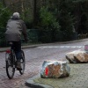 \"Berg en Dal, Keien op trottoir om parkeren tegen te gaan., 30-1-2013 . dgfoto.\"