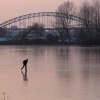 \"Eerste schaatsers dit seizoen op natuurijs in Nijmegen. Vooraan Ooij.. Nijmegen, 19-1-2013 .\"