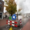 Stoom, stoomvorming vooraan in de Hertogstraat. reinigen riool. Nijmegen, 16-10-2013 . dgfoto.