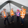 Wandeling over de nieuwe brug, de Oversteek. Nijmegen, 20-10-2013 . dgfoto.