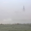 Stevenskerk . Ochtendmist boven de Waal. Nijmegen, 3-12-2013 . dgfoto.