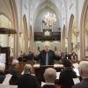 Wim van Daal (84) als 75 jaar bij koor waarvan 34 als dirigent, St Johannes de DoperkerkGasselt. 23-2-2014