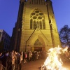 Paasvuur, paaswake en aansteken paaskaars bij de Maria Geboortekerk aan de Berg en Dalseweg. Nijmegen, 21-4-2014 . dgfoto.