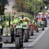 intocht van de tractorvierdaagse. Zo'n 65 tractors verzamelen bij de Canadese begraafplaarts en vertrekken dan om ca. 16.30 uur in colonne over Derdebaan, Wylerbaan en Molenwe, Groesbeek, 24-7-2014 . dgfoto.