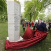 onthulling van de nieuwe Stauferstele. Een monument dat herinnert aan het belang van het keizerlijk geslacht Hohenstaufen voor Nijmegen.. Nijmegen, 28-4-2018 .