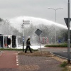 \"Bemmel, Brandweer spuit schuim op omgeslagen met benzine gevulde tankervrachtwagen_\"