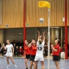 "korfbalduel uit de topklasse vrouwen tussen Spes uit Milsbeek en Swift uit Velden"