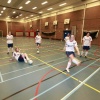 \"Meisjeszaalvoetbalteam Chabbab , Team traint in de gymzaal van de SSgN\"