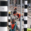 \"Nijmegen, 21-3-2010 . de A325 wordt stadsweg. Bij het Witte Huis, Laauwikstraat, komen verkeerslichten over de weg te hangen\"