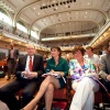 \"Nijmegen, 25-4-2010 . Pvda congres in Vereeniging met Cohen, Bos die bloemen krijgt van Hamer.\"