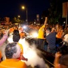 \"Nijmegen, 6-7-2010 . \'Feest\' na behalen finale WK voetbal. Keizer Karel plein.De ME heeft opgegeven.\"