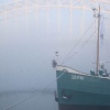 \"Nijmegen, 20-12-2010 . Mist aan de Waalkade met Waalbrug\"