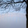 \"Nijmegen, 20-12-2010 . Mist aan de Waalkade met Waalbrug\"