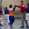 \"Nijmegen, 19-2-2012 . Said Achouitar: Futsal Chabbab, buurtbattle Meyhorst, Allochtone meisjes voetballen\"
